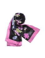 Floral Patterned Silk Long Scarf