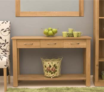 Baumhaus Maban Solid Oak 3 Drawer Console Table
