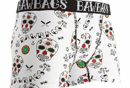 Bawbags Mens Bawbags Day Of The Dead Underwear - White
