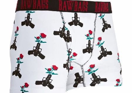 Bawbags Mens Bawbags Guns N Roses Boxers - White