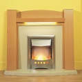 mondera suite and fire with amber or azure coloured pebbles