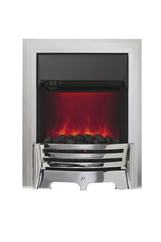 Mayfair Chrome & Black Traditional Inset Electric Fire 2kW