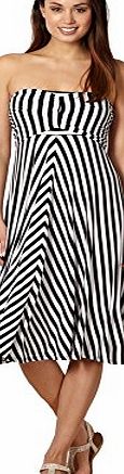 Beach Collection Womens Black Striped Jersey 4 In 1 Beach Dress 16