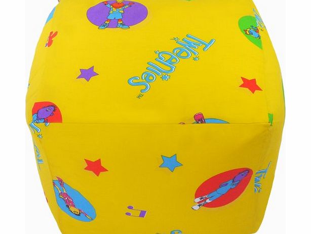 Bean Bag Warehouse Cotton Tweenies Yellow Star Cube Footstool Pouffe Bean Bag with Filling