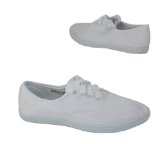 Garage Shoes - Canaria - Womens Flat Canvas Shoe - White Size 6 UK