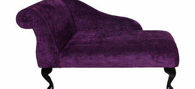 Beaumont 41`` Mini Chaise Longue in a Purple Crushed Velvet Chenille Fabric