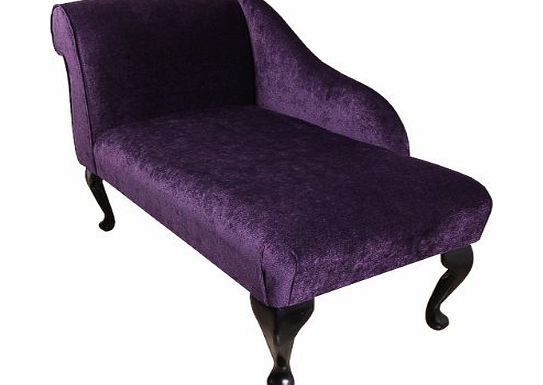 Beaumont 41`` Mini Chaise Longue in a Purple Velvet Chenille Fabric
