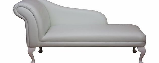 Beaumont 52`` Gorgeous Frozen White Chaise Longue in Faux Leather
