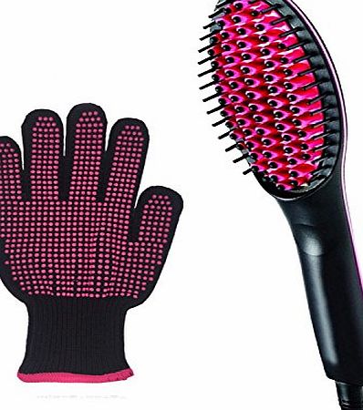 Beauty Nymph Oic Hair Straightener Brush LED Display And Ceramic Massage Hair 360 Rotatable Power Cord (BlackRed)