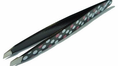Beauty Tools Full Size Slant Tweezer Professional Tweezers Black Polka Dots. Comes With A Lifetime Guarantee