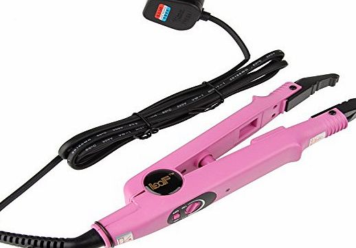 Beauty7 Black/Pink Hair Extension Iron Gun Heat Fusion Connector with Control Kit for Pre-Bonded Hair (Pink with Uk Plug)