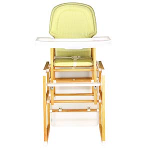 Bebecar Hi-Lo Chair, Pine, Lime Check