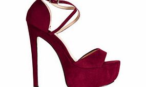 BEBO Burgundy suede-effect platform heels