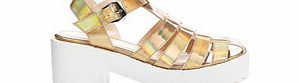 Gold chunky sole huarache sandal