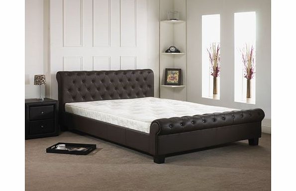 BRAND NEW RICHMOND 5FT BLACK SLEIGH FAUX LEATHER BED