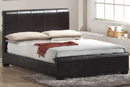 Chello Brown Leather Bed Frame Double 135cm