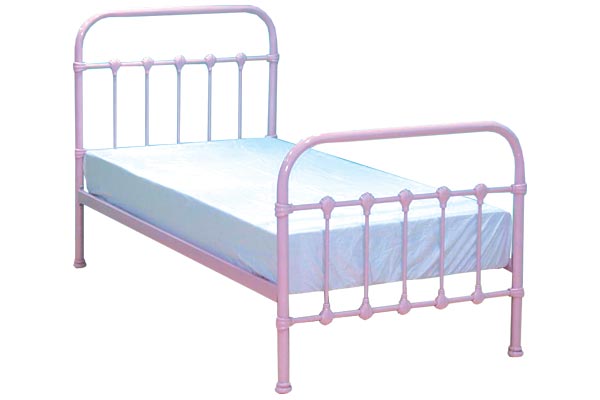 Bedworld Discount Darwin Pale Pink Metal Bed Frame Single 90cm