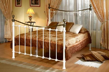 Bedworld Discount Kelso Cream Metal Bed Frame Double 135cm