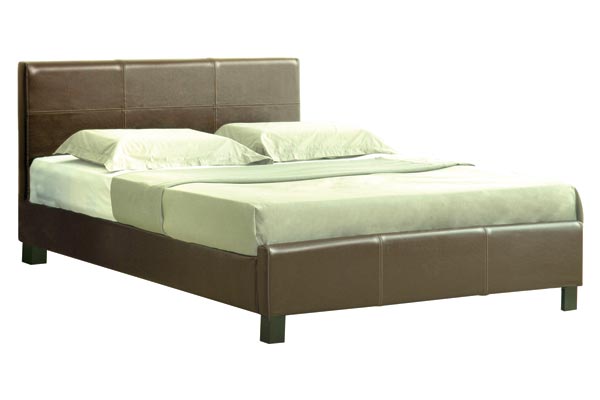 Bedworld Discount Sheraton Brown Faux Leather Bed Frame Double 135cm