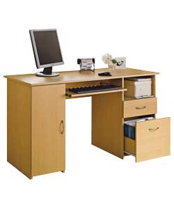 Beech Finish Computer Desk with Filing