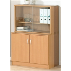 Beech Single Shelf Glazed Bookcase Size