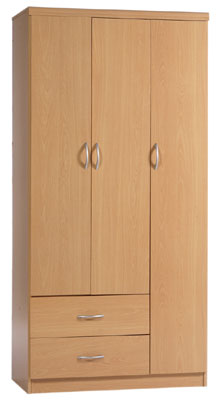 beech WARDROBE 3 DOOR 2 DRAWER ANNA