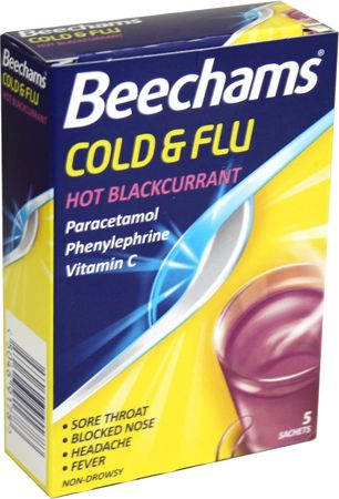 beechams Cold and Flu Hot Blackcurrant 5