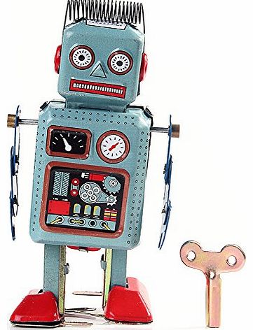 Clockwork Wind Up Metal Walking Robot Tin Toy Retro Vintage Mechanical Kids Gift