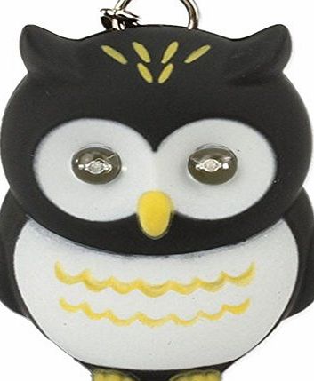 Beierte Novelty Cute Owl LED KeyChain Keyring Torch With Light amp; Sound (Black)