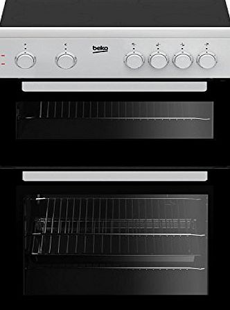 Beko KTC611W 60cm A Rated Twin Cavity 4 Burners Ceramic Electric Cooker in White