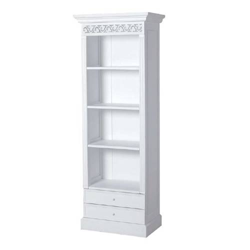 White Bookcase (narrow) with Drawer