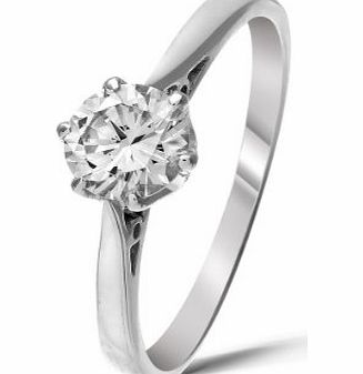 Certified Classical 925 Sterling Silver Ladies Solitaire Engagement Diamond Ring Brilliant Cut 0.50 Carat HI-I3 Size I