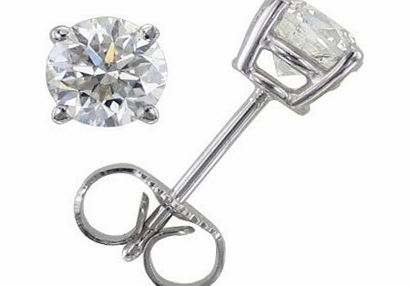 Bella Diamanti Classical 9 ct White Gold Solitaire Diamond Stud Earrings Brilliant Cut 0.50 Carat JK-I2 - 4mm*4mm