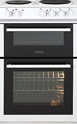 Belling FS50ET 50cm Twin Cavity Electric Cooker with Grill amp; 4 Zone Solid Plate Hob in White