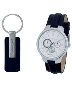 Gents Multidial Watch and Key Ring Set