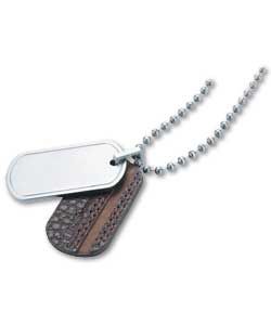 Ben Sherman Mens Brown Leather Dog Tag Pendant