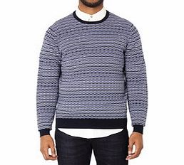 Ben Sherman Purple wavy pure cotton knitted jumper