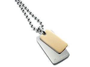 Silver and Gold Double Dog Tag and Ball Chain 019530
