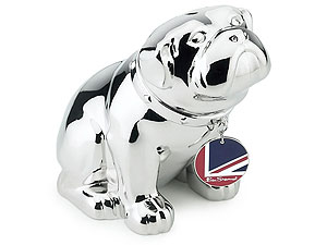 Silver British Bulldog Money Box 013016