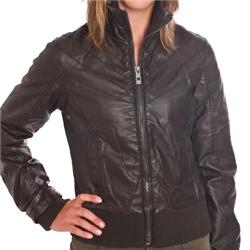 Ladies Bench PU Leather-Look Jacket - Brown