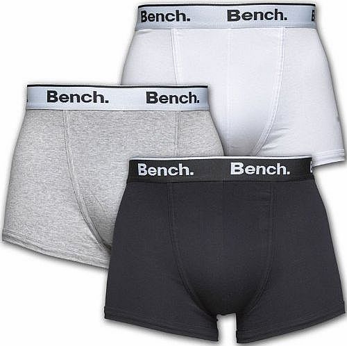 Mens Bench Three Pack Trunks Black/White/Grey Guys Gents (S Fit Waist 29-32`` (73-82cm))