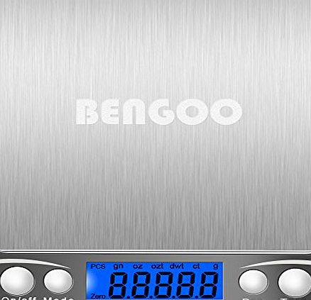 Bengoo  Scales Digital Kitchen Scales Electronic Food Scales Stainless Steel with LCD Display, Tare, Hold and PCS Features-Silver