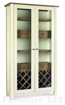 Bentley Designs Coniston Two Tone Display Cabinet with Wine Rack