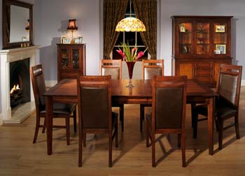Bentley Designs Henley Extending Dining Set with 6 Leather Chairs
