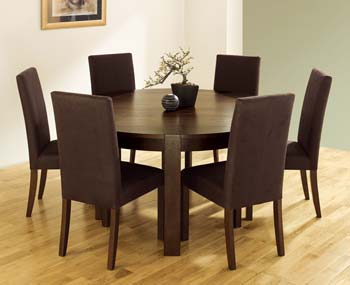 Bentley Designs Lyon Walnut Round Dining Set with Upholstered