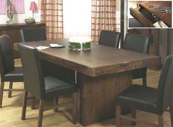 Tokyo Walnut Dining Set with Brown Leather Chairs