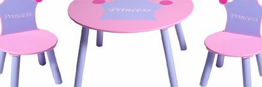  GIRLS WOODEN PRINCESS TABLE amp; 2 CHAIRS CHILDRENS FURNITURE SET NURSERY