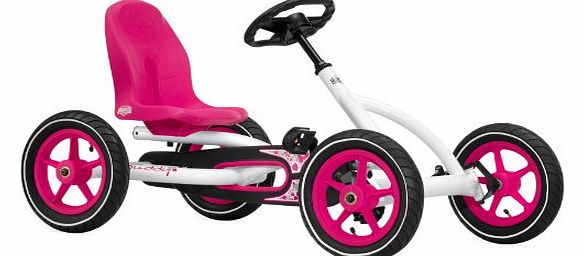 Ride On Kids Buddy Pedal Go Kart - Pink & White