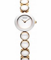Bering Time Ladies White and Gold Ceramic Watch