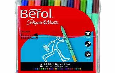 Berol 24 Fine Berol Colour Fibre Tipped pens in wallet